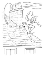 coloriage peter pan vole sur les toits